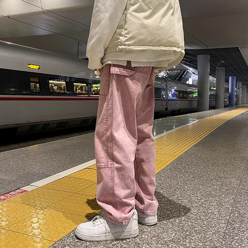 Men Jeans Fashion New Loose Straight Jeans Pants Man Casual Baggy Neutral Denim Trousers Men's and Women's Pants Cargo Pants MID