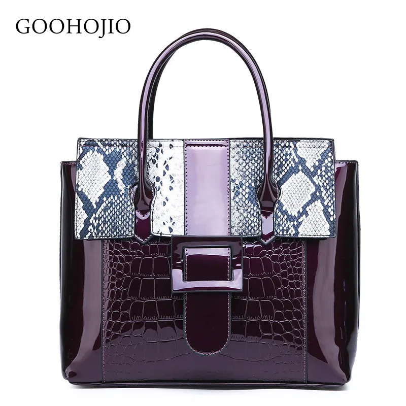 

GOOHOJIO Sac A Main Femme Patent Leather Ladies Hand Bags For Women 2019 Serpentine Luxury Handbags Women Bags Designer Bolso