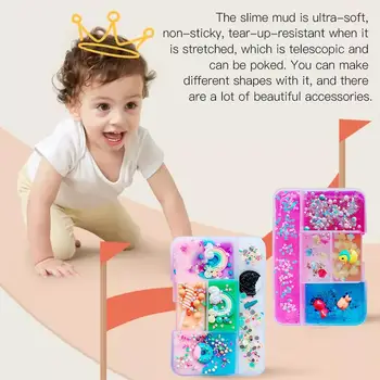 

300ML Five Square Grid Slime Crystal Mud Kit DIY Charm Slime Kit Supplies For Girls Children