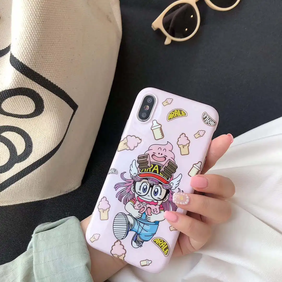 Япония мультфильм Arale кукла колокол Шарм IMD мягкая Задняя накладка чехла из ТПУ для iPhone8/6s 7plus XR X XS корпус оболочки защиты fundas