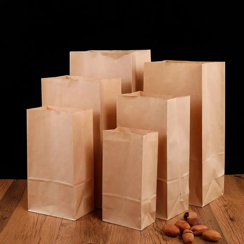 100 шт крафт-бумажный мешок для пекарни, пакеты для конфет, упаковки для еды, мешок для выноса тоста, хлеба, мешок(желтый
