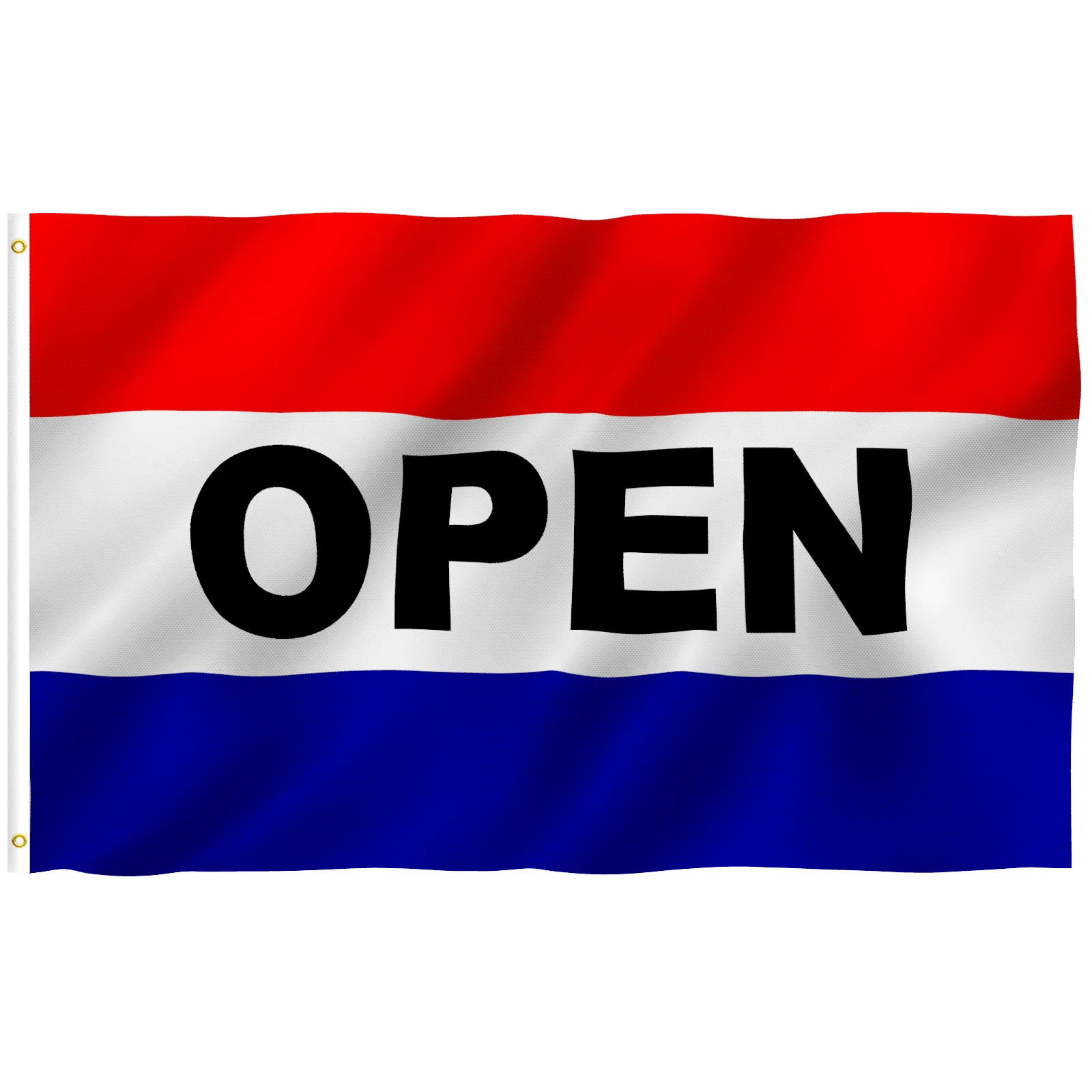 

3x5 Feet Open Flag Vivid Color UV Fade Resistant Canvas Header Brass Grommets Polyester