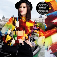 Принт шелковая органза атласная ткань 135 см ширина 14momme