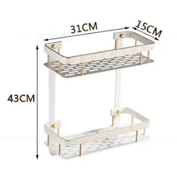 

Bathroom Shelf Antique Aluminum Double Layer Bathroom Corner Shelf Bathroom Holder Showeroom Basket Bathroom Accessories