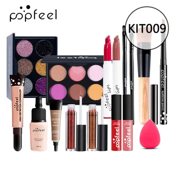 

Hot Sale KIT009 POPFEEL ALL IN ONE Makeup Kit Professional Cosmetics Full Set Eyeshadow Lip Makeup Brushes Eyebrow Concealer