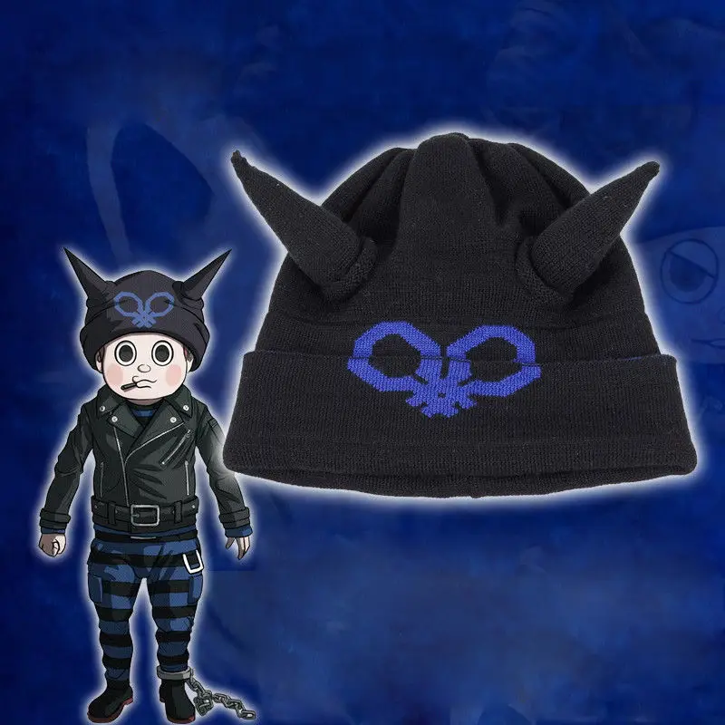 Black Whoopsu Ryoma Hoshi Beanie Hats Danganronppa Headwear Knitted Slouchy Skully Cap 