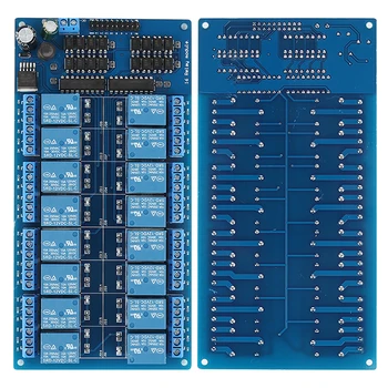 

TZT 12v 16 Channel Relay Module With Optocoupler LED Relay Output 16 Way Relay Module For Arduino PiC ARM AVR Blue