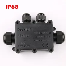 IP68 черный Водонепроницаемый Пластик наружный кабель провода Разъем Железы электрическая 4-кабель распределительная коробка с терминал для ПК