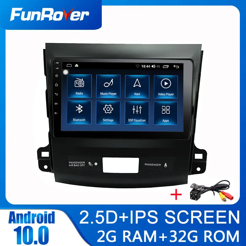 FUNROVER Android 10 0 автомобильный 2 din dvd для Mitsubishi Outlander xl 2005-2011 4007 радио мультимедиа GPS