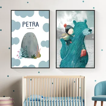 

Nordic Animal Picture Cute Cartoon Pet Decoration Poster Print Canvas Painting Wall Art Kids Room Living Room Bedroom Home Decor