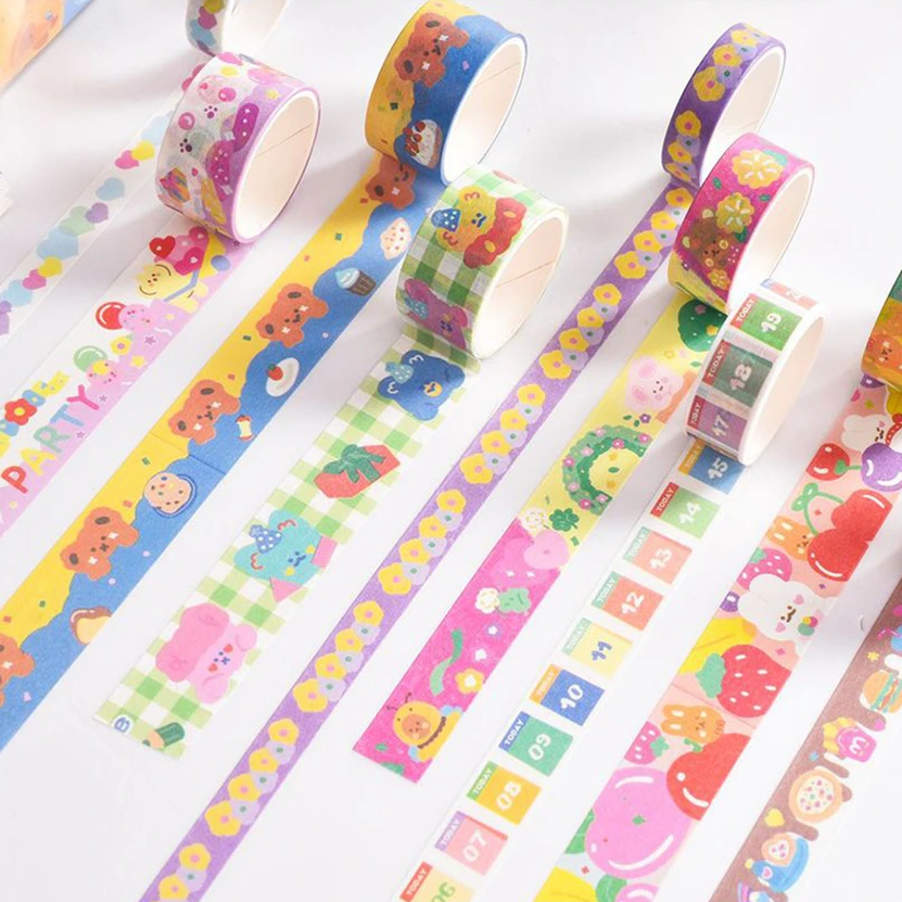 Kawaii Washi Tape 5Rolls Korean Stationery Material Escolar Papeterie Cute Stickers Masking Tape Scrapbook Adhesiva Washitape 3
