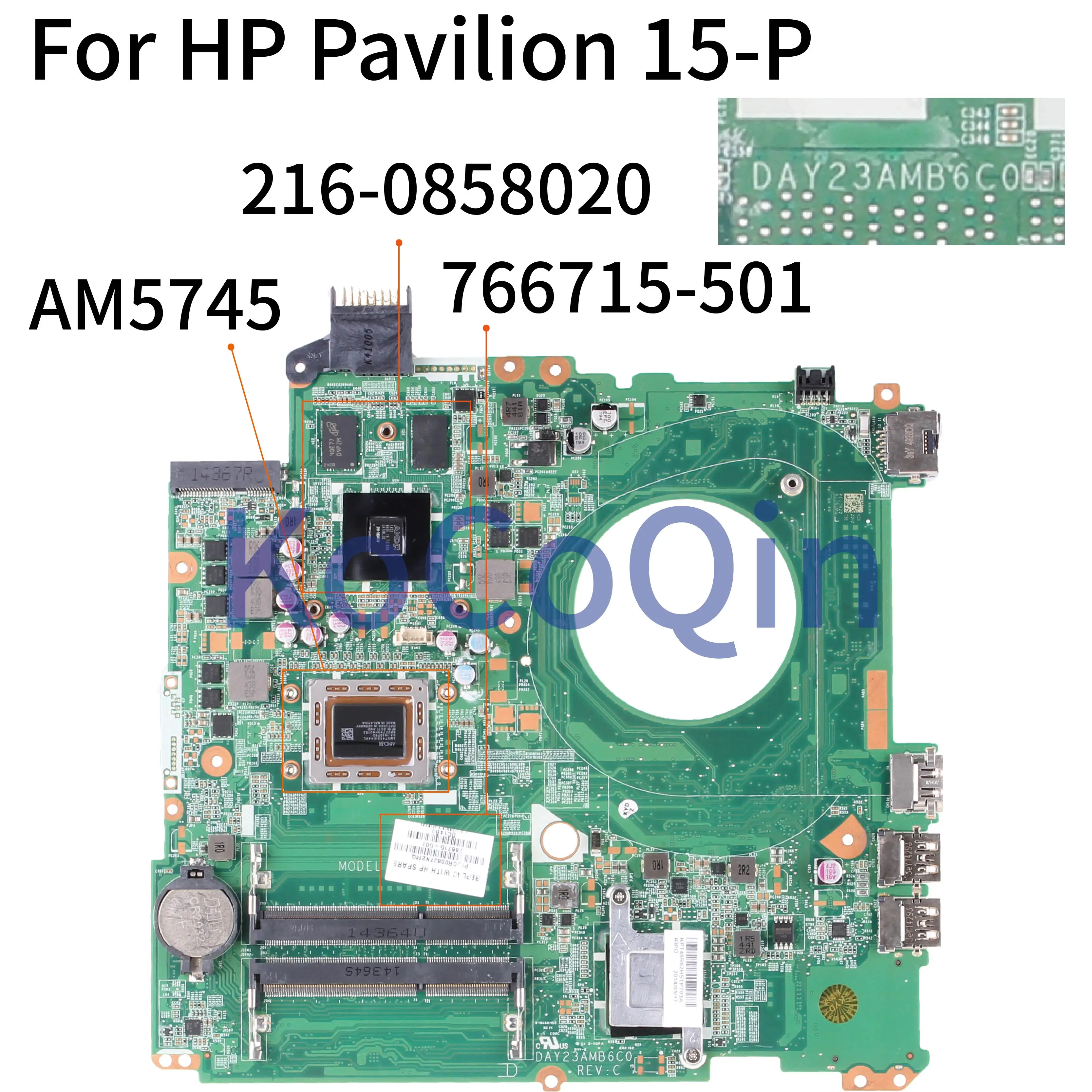 Promotion  KoCoQin Laptop motherboard For HP Pavilion 15-P Series AM5745 216-0858020 Mainboard 766715-001 7667