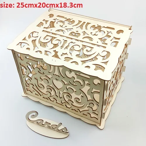04 DIY Деревянные свадебные карточки коробка для хранения пригласительные буквы чехол вечерние принадлежности копилка с замком для дня рождения - Цвет: 04