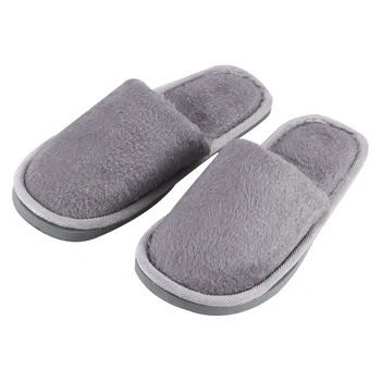 

Men Gray Fleeces House Soft Winter Warm Slippers UK 8.5 for Feet Length 27 cm
