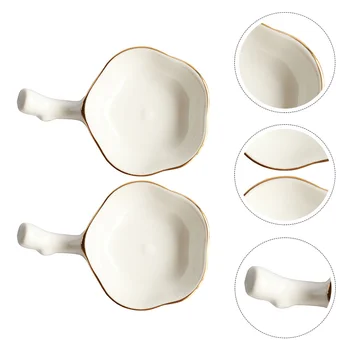 

2Pcs Gold Edge Elegant Dual-use Exquisite Durable Chopsticks Saucer Chopsticks Rest Saucer Plate Tableware for Home Hotel