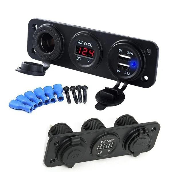 

Dual USB Car Motorcycle Cigarette Lighter Socket Car Charger LED Digital Display Digital Voltmeter Electric Voltage Meter 12V