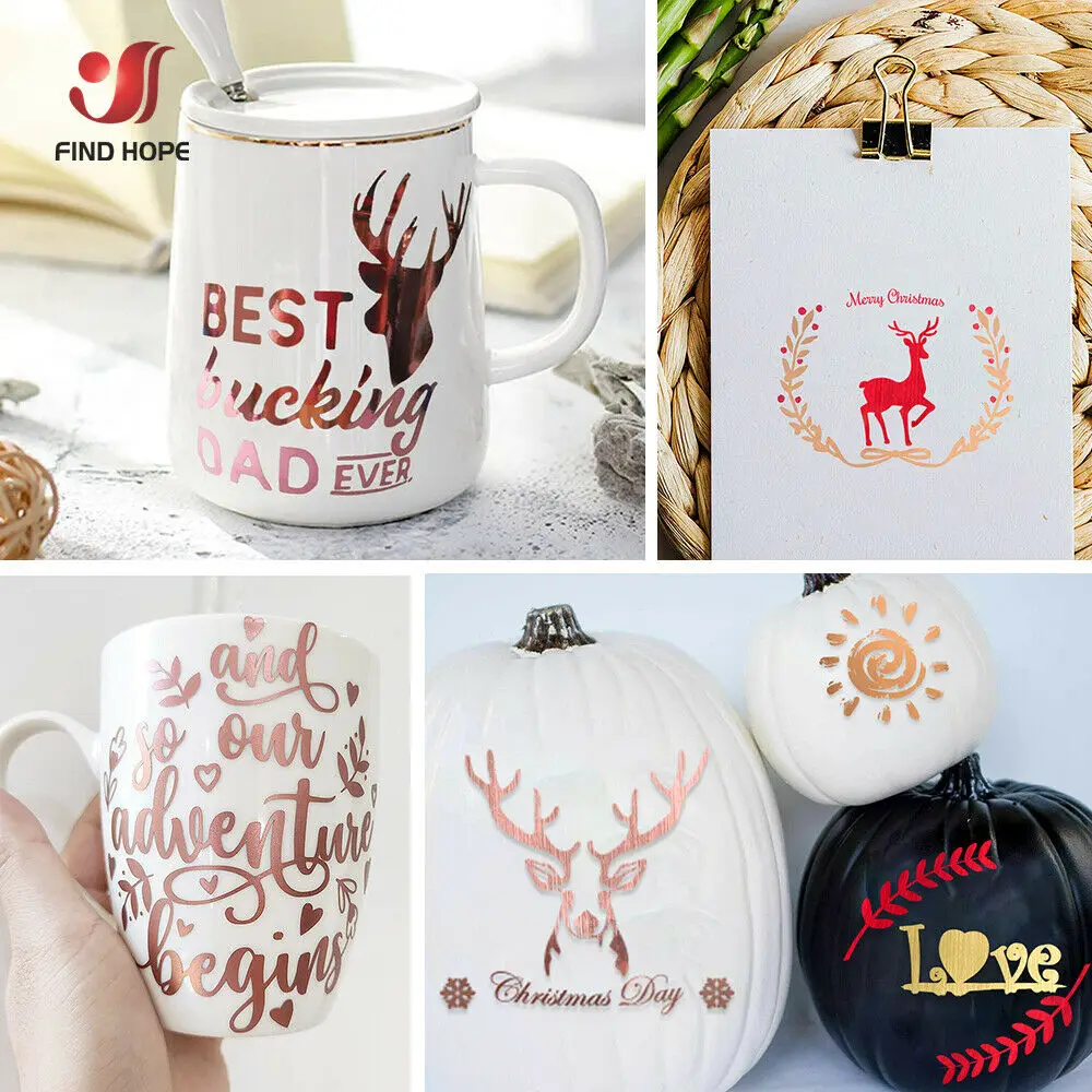 Silver Rose Gold Red Permanent Adhesive Craft Vinyl Film 6pcs 12"x10"Bundle Vinyl for Window Car Party Decor Sticker for Cut