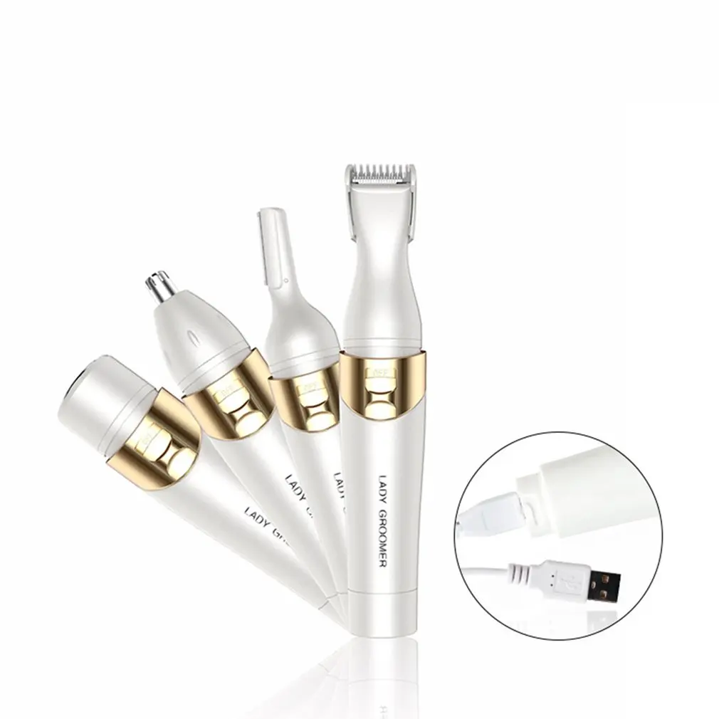 4 In 1 Electric Eyebrow Trimmer Mini Painless Lipstick Hair Remover Facial Hair Removal Lady Grooming 5