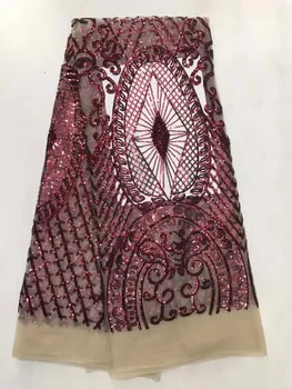 

Sequins Embroidery African Lace Fabrics High Quality French Lace Sewing Trim Nigerian Lace DIY for Wedding Decoration JL13551