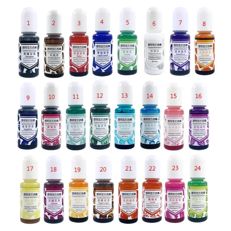 

24 Color Epoxy UV Resin Gem Pigment Liquid Resin Dye DIY Resin Art Jewely Making B95F