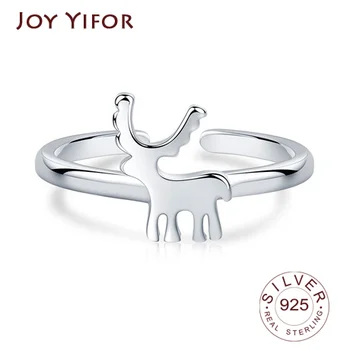 

Silver Color Rings Deer Antler Lucky Strawberry Crystal Ring Open Adjustable Rings for Women Girl Children Chistmas Gift