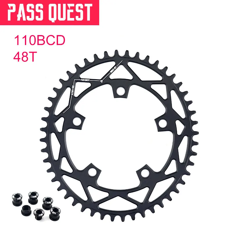 PASS QUEST 110/5 BCD 110BCD Овальный дорожный велосипед узкая широкая цепь 42 T-52 T велосипедная Звездочка для sram 3550 APEX RED - Цвет: 48T