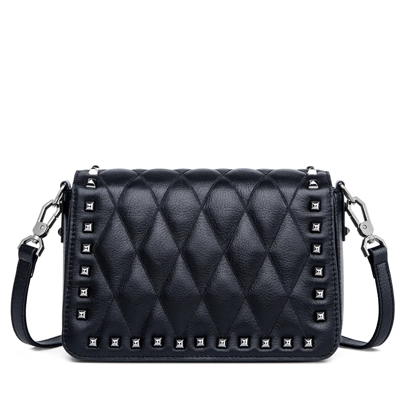 Designed Rivet woman leather bags diamond Cow Skin messenger bag fashion leather shoulder bag purse bolsa feminina#NF201