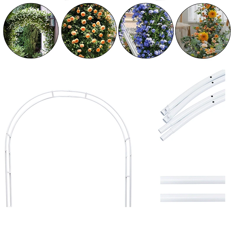 White Wedding Arch Metal Trellis Stand Garden Arbor for Climbing Plant Growing Lawn Backyard Birthday Party Background Decor