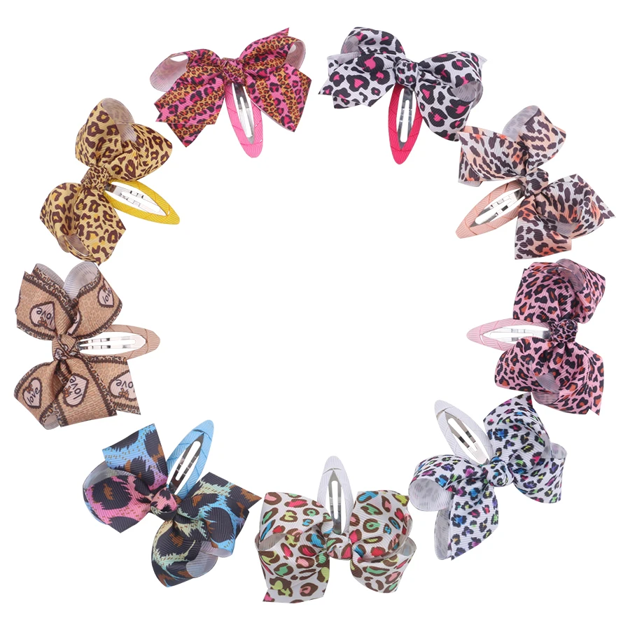 2PCS/Lot 2.75&quot Bow Hairpin Grosgrain Ribbon Wrapped KidsBaby Girls Hair Clips Windmill Dot Print Safety Accessories | Детская одежда