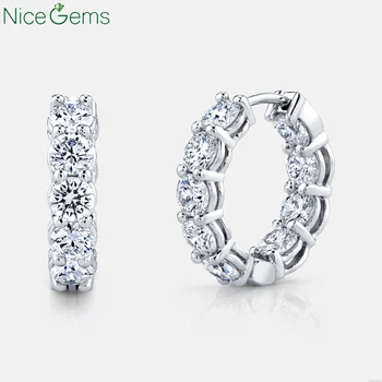 

NiceGems Sterling Moissanite Hoop Earrings for Women 3mm EF Color 1.8ctw Moissanite Diamond Hoop Earrings Silver Earrings