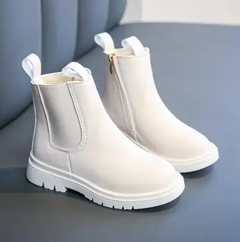 

PU Leather Children Martin Boots High Quality Boys Girls Sport Shoes Fashion Embroidered Soft Non-slip Ankle Kids Fashion Boots