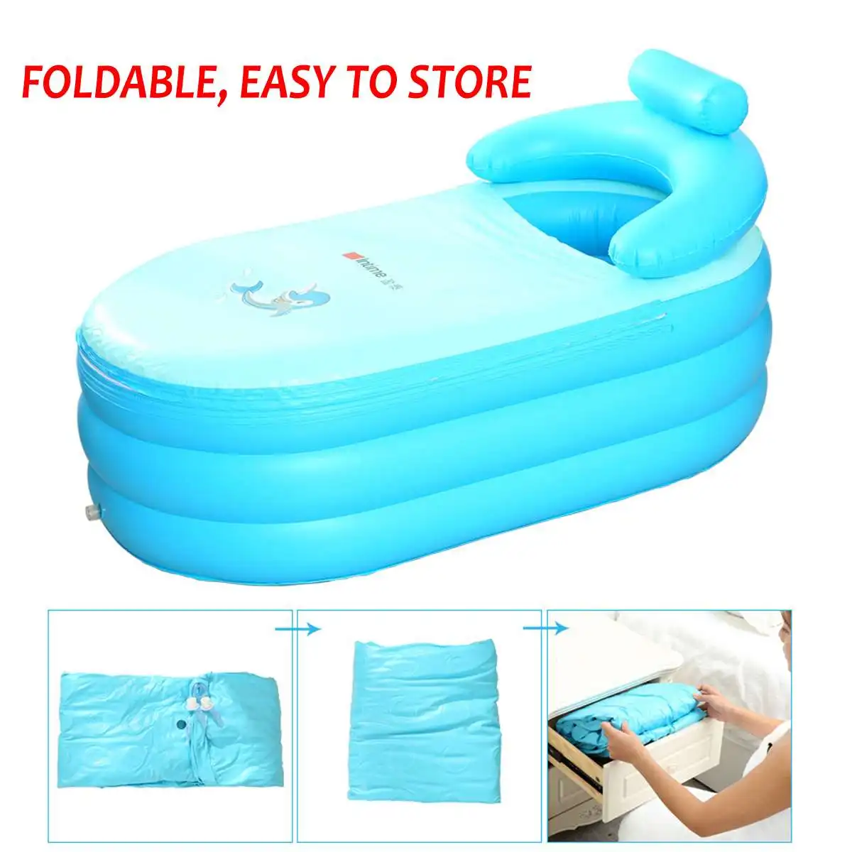 Folding Portable Bathtub with Air Pump SPA Household Inflatable Tub Environmental PVC Foldable Inflatable Bathtub for Adults