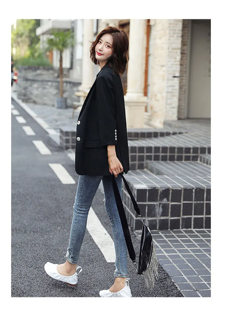 Женские блейзеры осень стиль Женская одежда темперамент чистый цвет модное и повседневное однобортное пальто