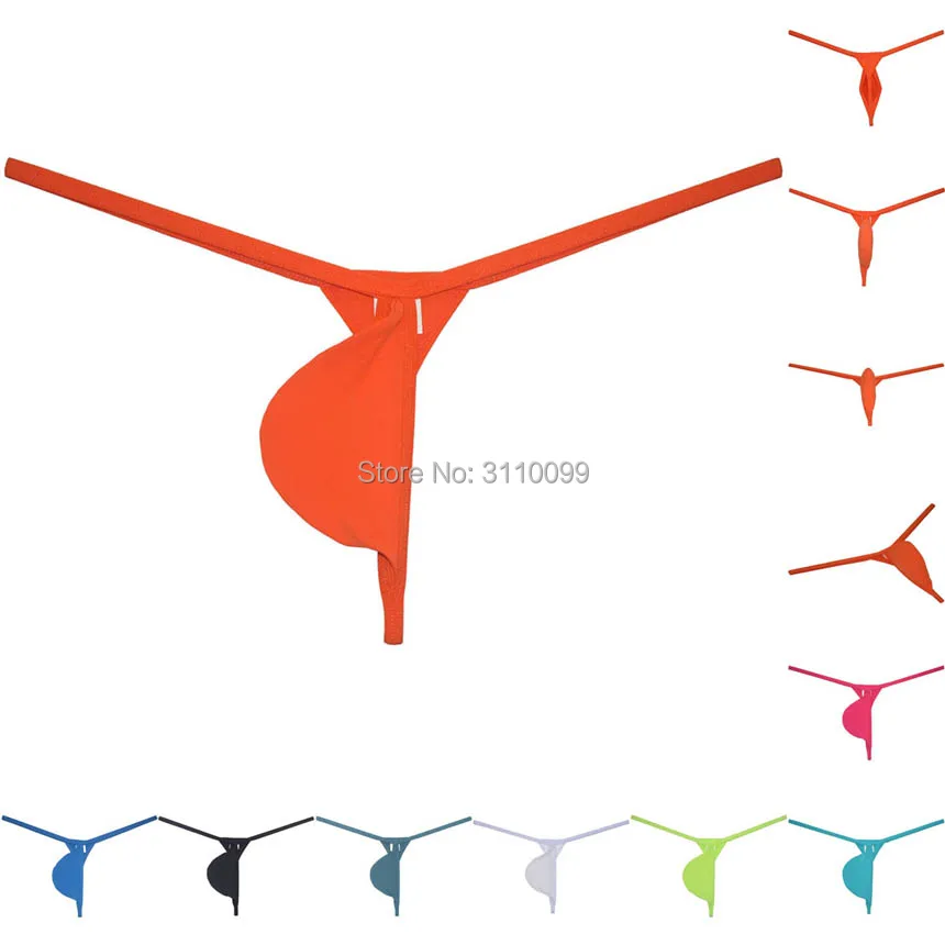 

Men's Tear Drop T-back Bulge Pouch Underwear Lightsome Breathe Freely Mini Skinny Ice Silk G-string Tangas