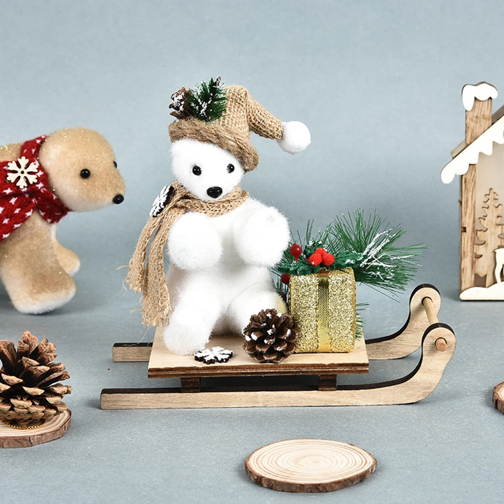 christmas deer wooden xmas tree hanging hairy elk pendants for