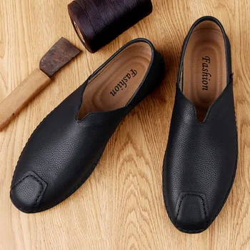 

Mens Genuine Leather Loafers For Men Elegantes Business Shoes Male Brand Slip on Flats Comfortable Light Breathable Casual Shoes