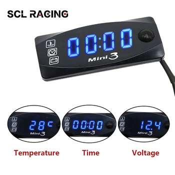 

Alconstar Universal Motorcycle Multi-Function 3-in-1 Mini 3 Digital Air Temperature Thermometer Time Voltmeter Gauge Motorbike