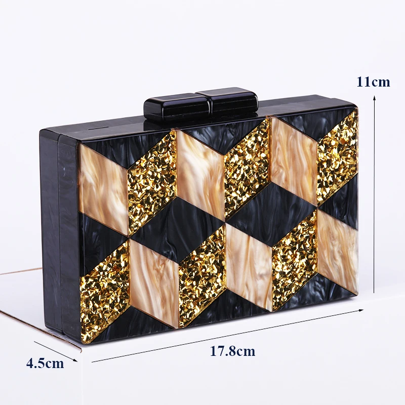 Unique Mosaic Acrylic Bag Glitter Evening Clutch Bag Women Should Bags Geometric Patchwork Clutches Party Prom Handbags Purses beige clutch bag for wedding