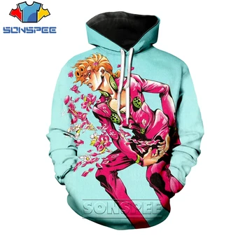 

SONSPEE 3D Print Men Women Casual Long Sleeve JoJo Bizarre Adventure Hoodie Funny Anime Pullover Tops Kujo Jotaro Sweatshirt