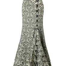 Винтажная Женская юбка-годе труба Готическая вышивка длинная юбка макси рыбий хвост модная повязная юбка S-2XL