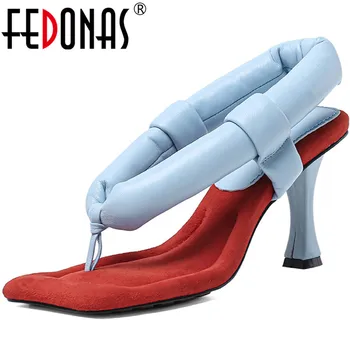 

FEDONAS Fashion Women'S Flip Flops Sandals Genuine Leather Female High Heels Pumps Women Summer New Party Wedding Shoes Woman