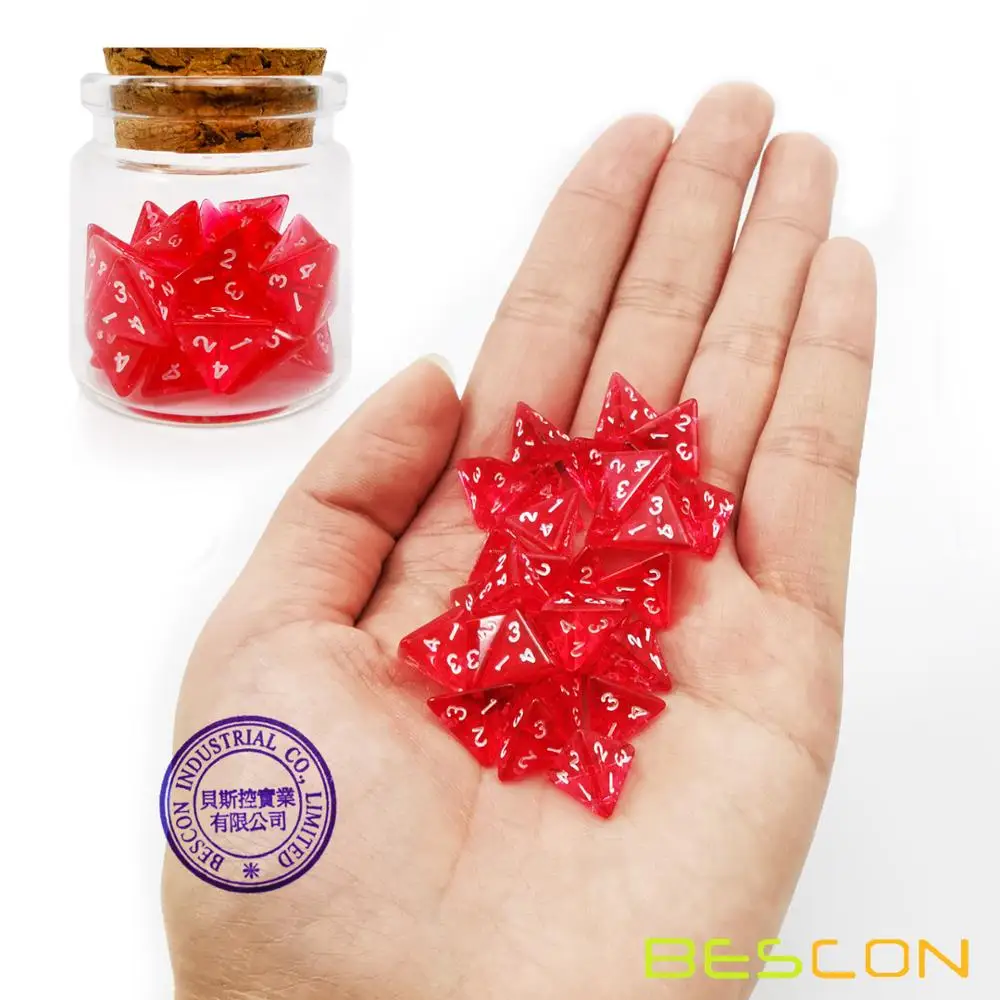 Bescon Mini Transparent Red D4 Dice 30pcs Healing Potion Bottle, 30pcs  Roleplaying Mini Red Gem D4 Dice Healing Potion Pack China Manufacturer