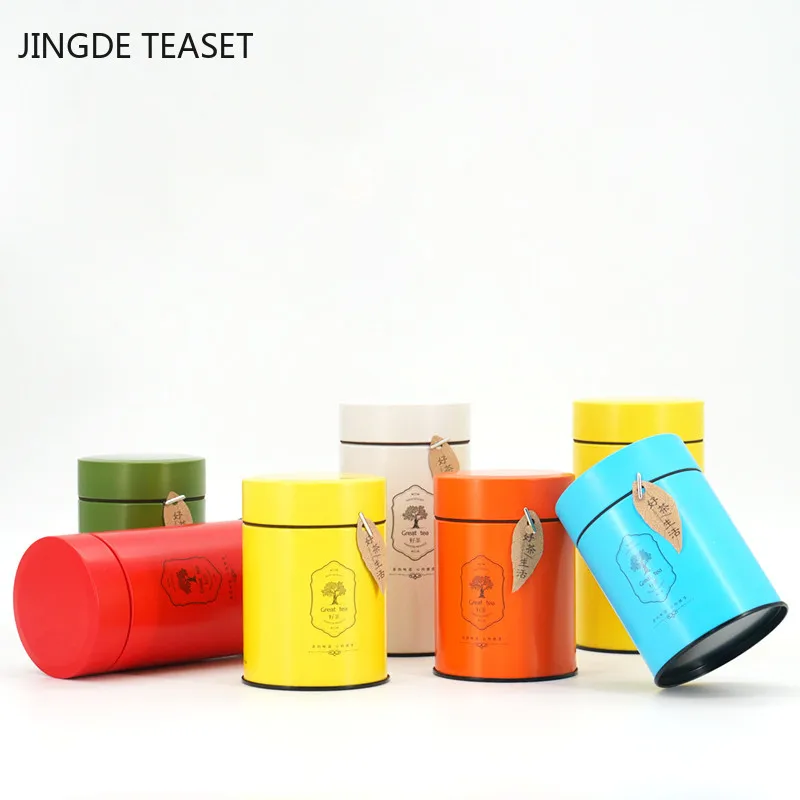 Portable Metal Tea Caddy sealed storage tank travel Tea Boxes tea tin containers coffee canister