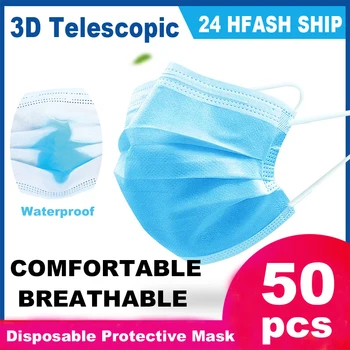 

50PCS High Quality Mask Earloop Face Mouth Masks Three-layer Protective Mask Anti-pollution Mask Anti-dust Mask mascarilla maska