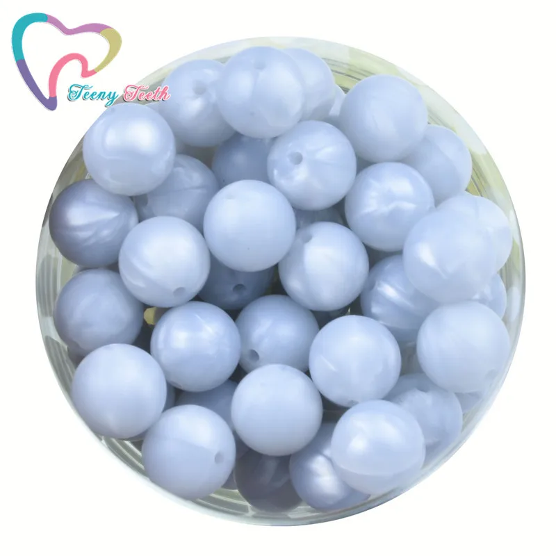 

Teeny Teeth 100PCS Metallic Light Gray Silicone Beads Round 9-19 MM Baby Teething Beads For DIY Pacifier Clips Necklace BPA Free