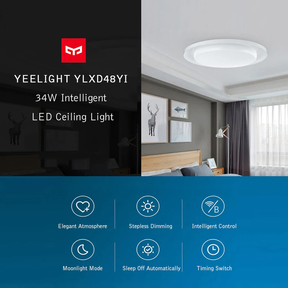 

Yeelight LEDs Ceiling Light 560X100mm Intelligent ceiling lamp Sunrise Wake Sunset Lighting APP WiFi Voice Control for xiaomi