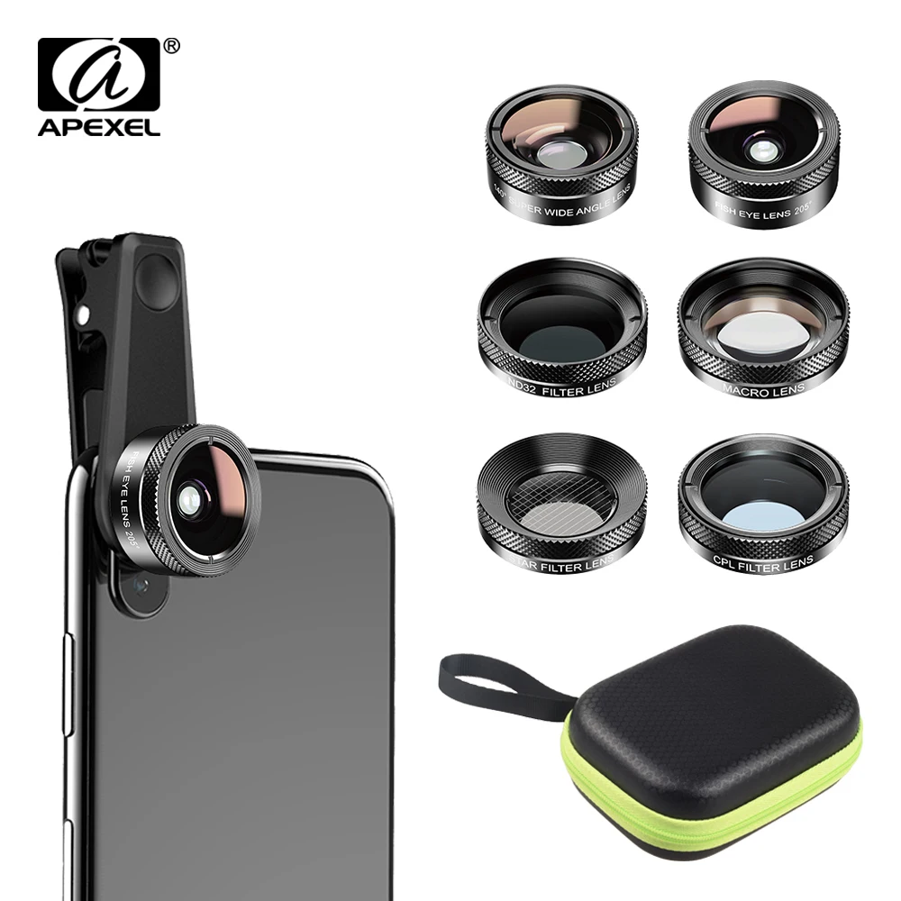 APEXEL6in1PhoneCameraLensFishEyeLensWideAnglemacroLenscpl