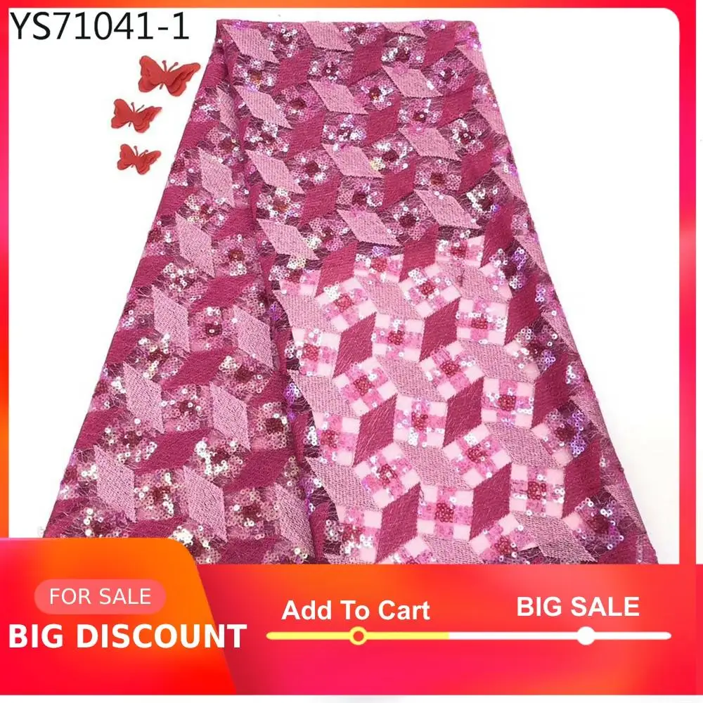 Новое поступление розовая фуксия французская сетчатая кружевная вышивка с