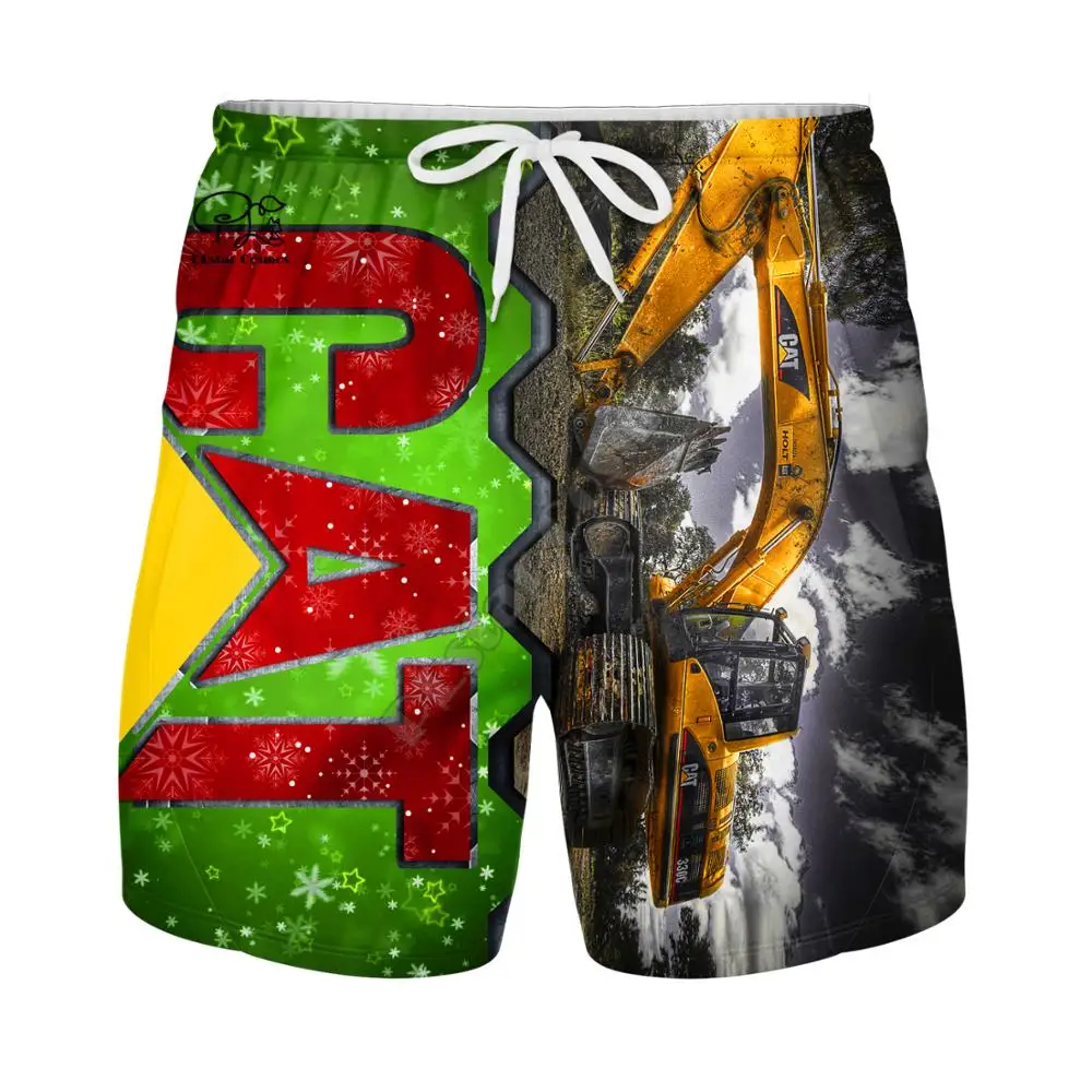 

PLstar Cosmos Worker Operator Excavator Heavy Equipment Men/Women Streetwear 3DPrint Summer Casual Shorts Beach Short pants A-3