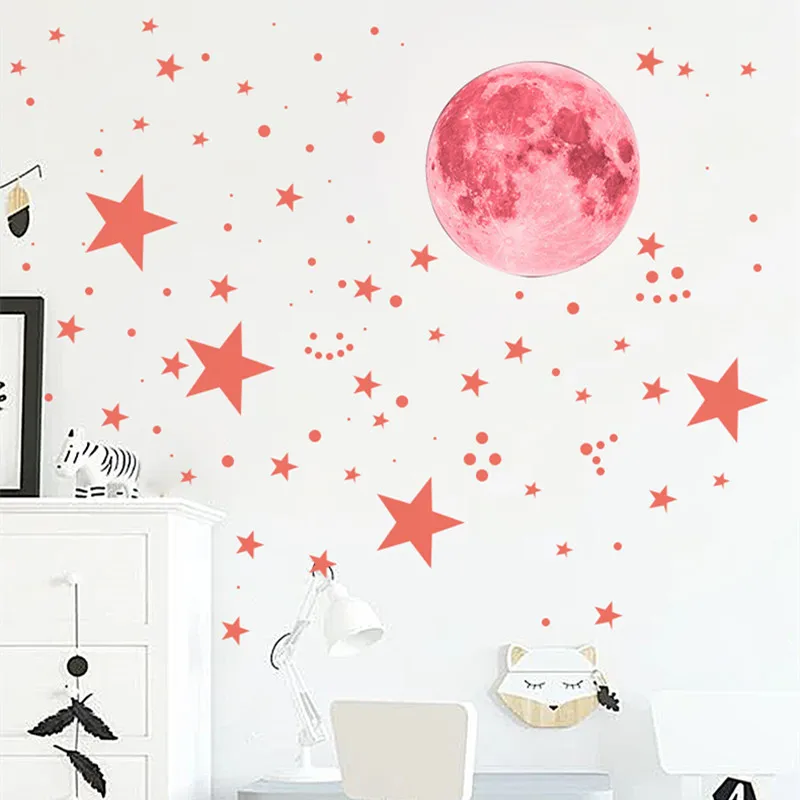 Glowing in Dark Stars Wall Stickers Kids Room Decoration Luminious Earth Sticker Baby Nursery Bedroom Ceiling Decor Girls